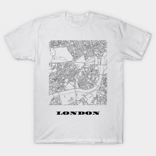 Map of London, England Minimalist Line Drawing T-Shirt